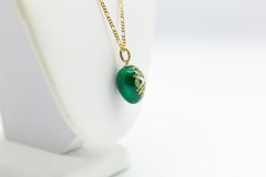 Vintage/ Estate Acquired Ananov 14 Karat Gold Green Guilloche Enamel Egg Pendent
