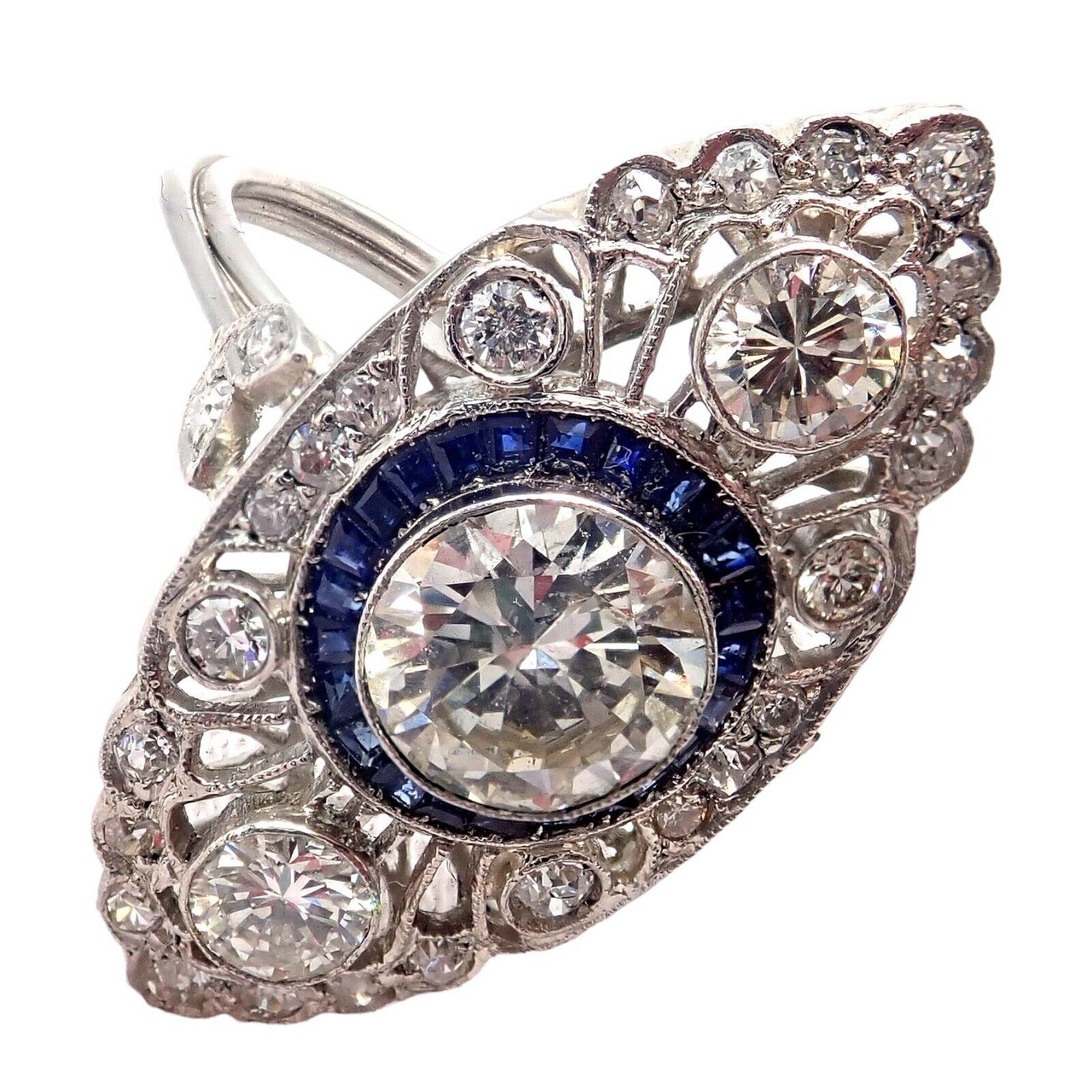 Vintage Estate Art Deco Diamond Filigree Platinum Ring For Sale 5