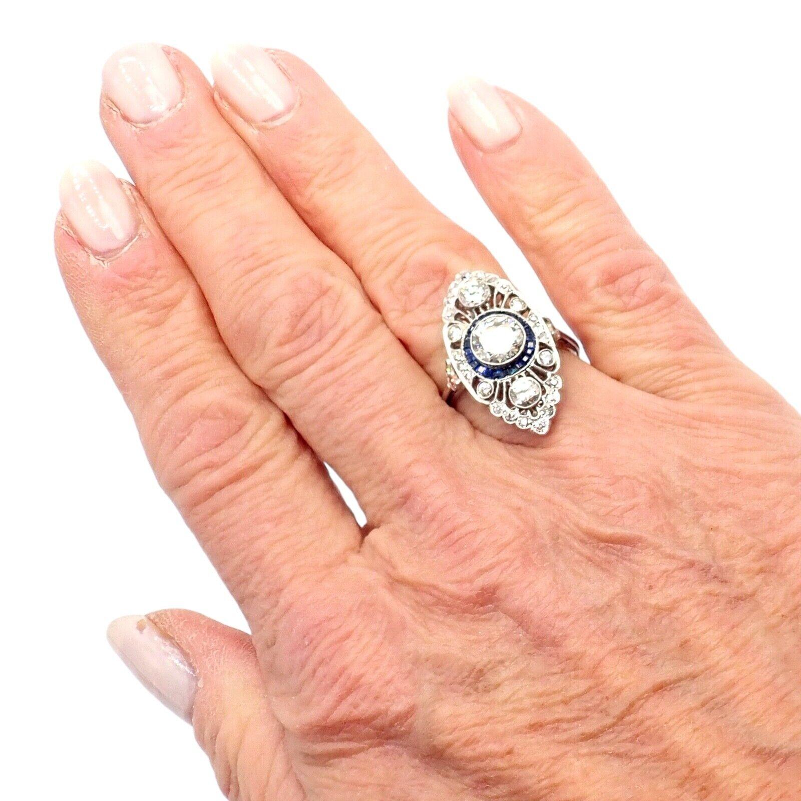 Vintage Estate Art Deco Diamond Filigree Platinum Ring In Excellent Condition For Sale In Holland, PA
