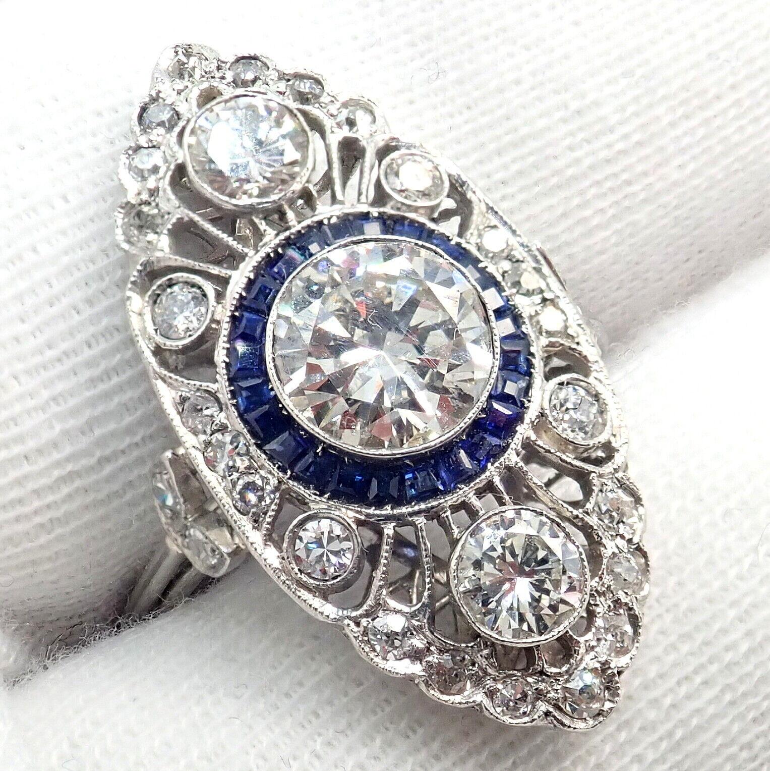 Vintage Estate Art Deco Diamond Filigree Platinum Ring For Sale 1