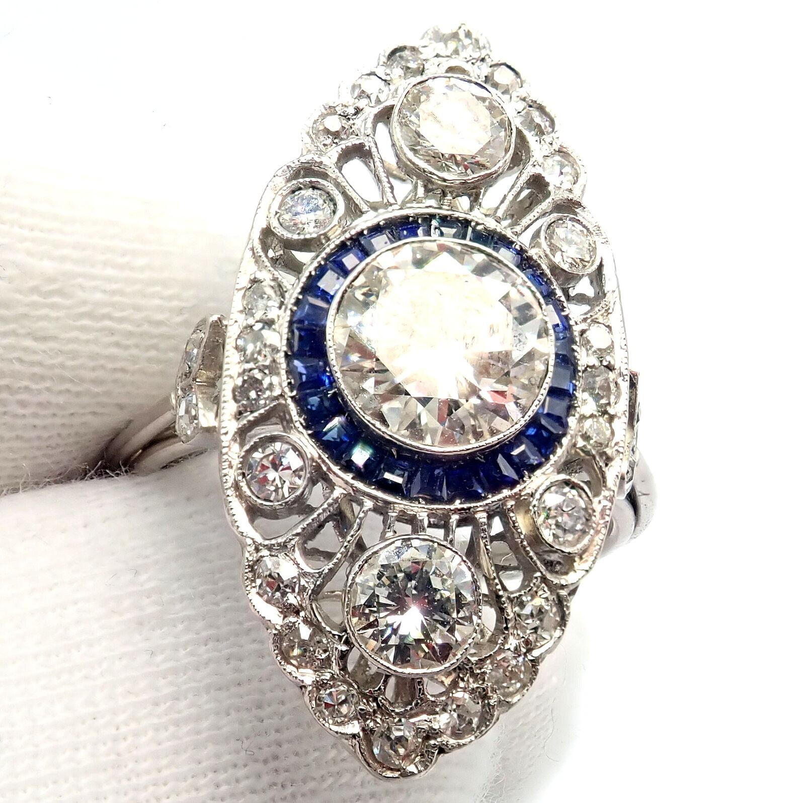 Vintage Estate Art Deco Diamond Filigree Platinum Ring For Sale 2