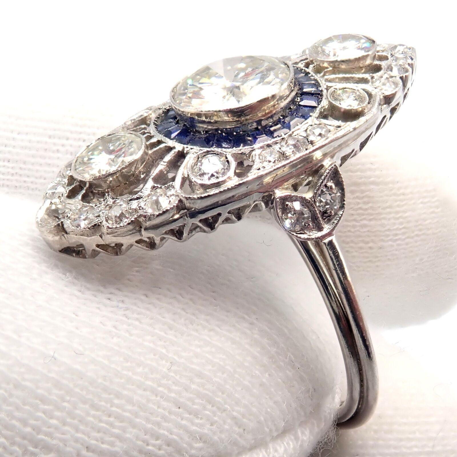 Vintage Estate Art Deco Diamond Filigree Platinum Ring For Sale 3