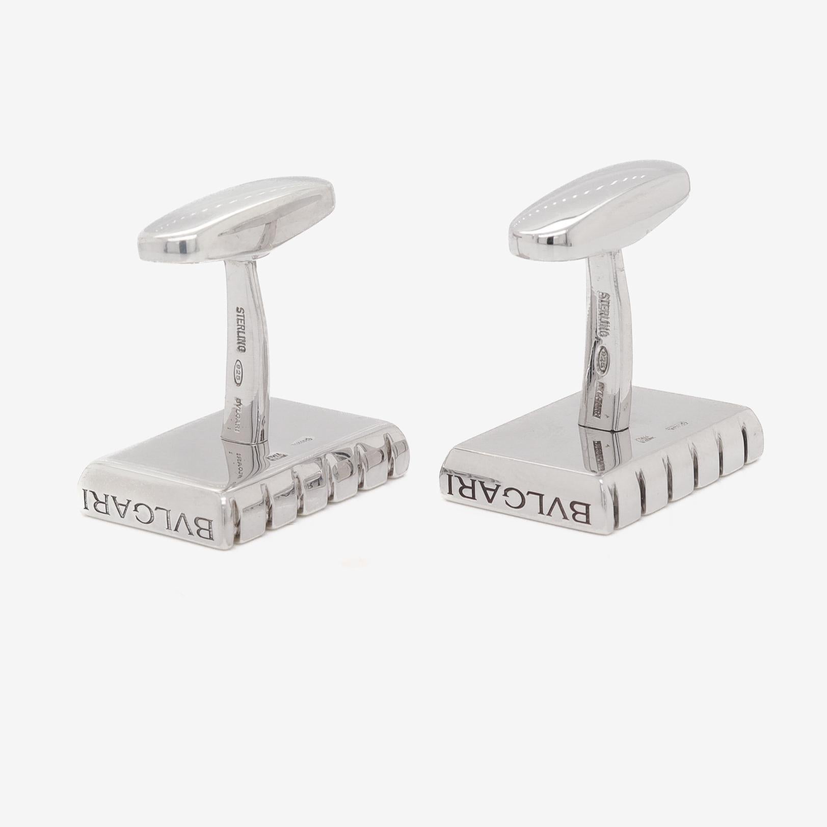 Vintage Estate BVLGARI Sterling Silver Cufflinks For Sale 5