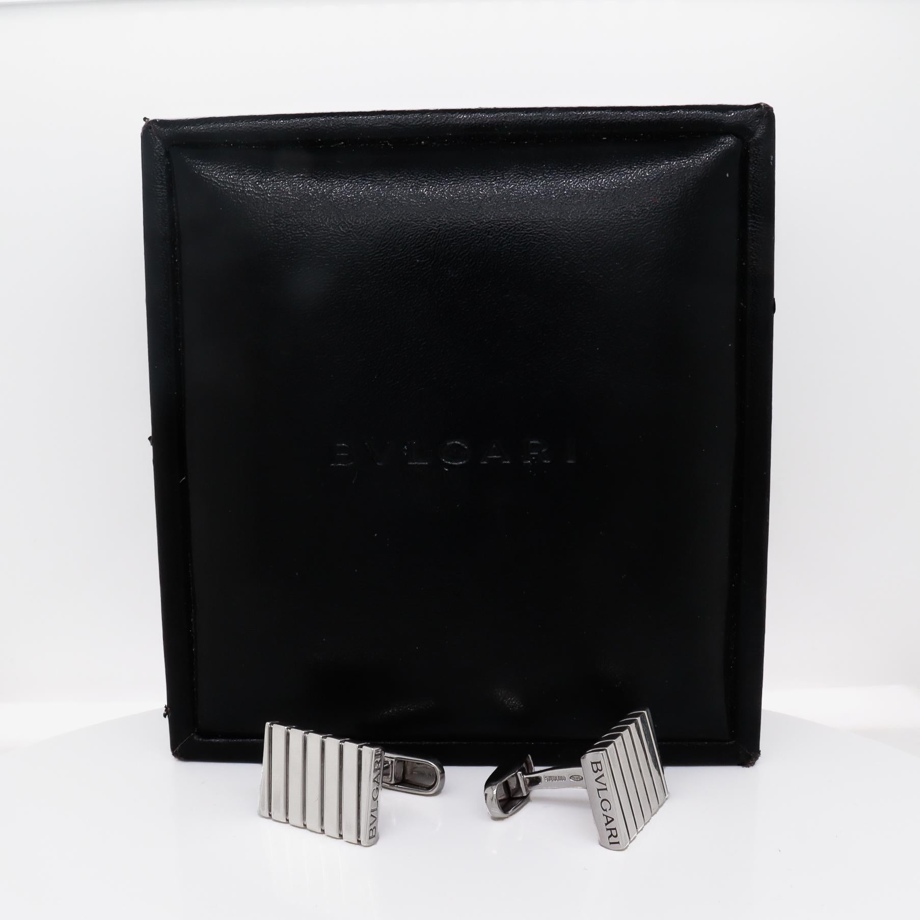 Vintage Estate BVLGARI Sterling Silver Cufflinks For Sale 8