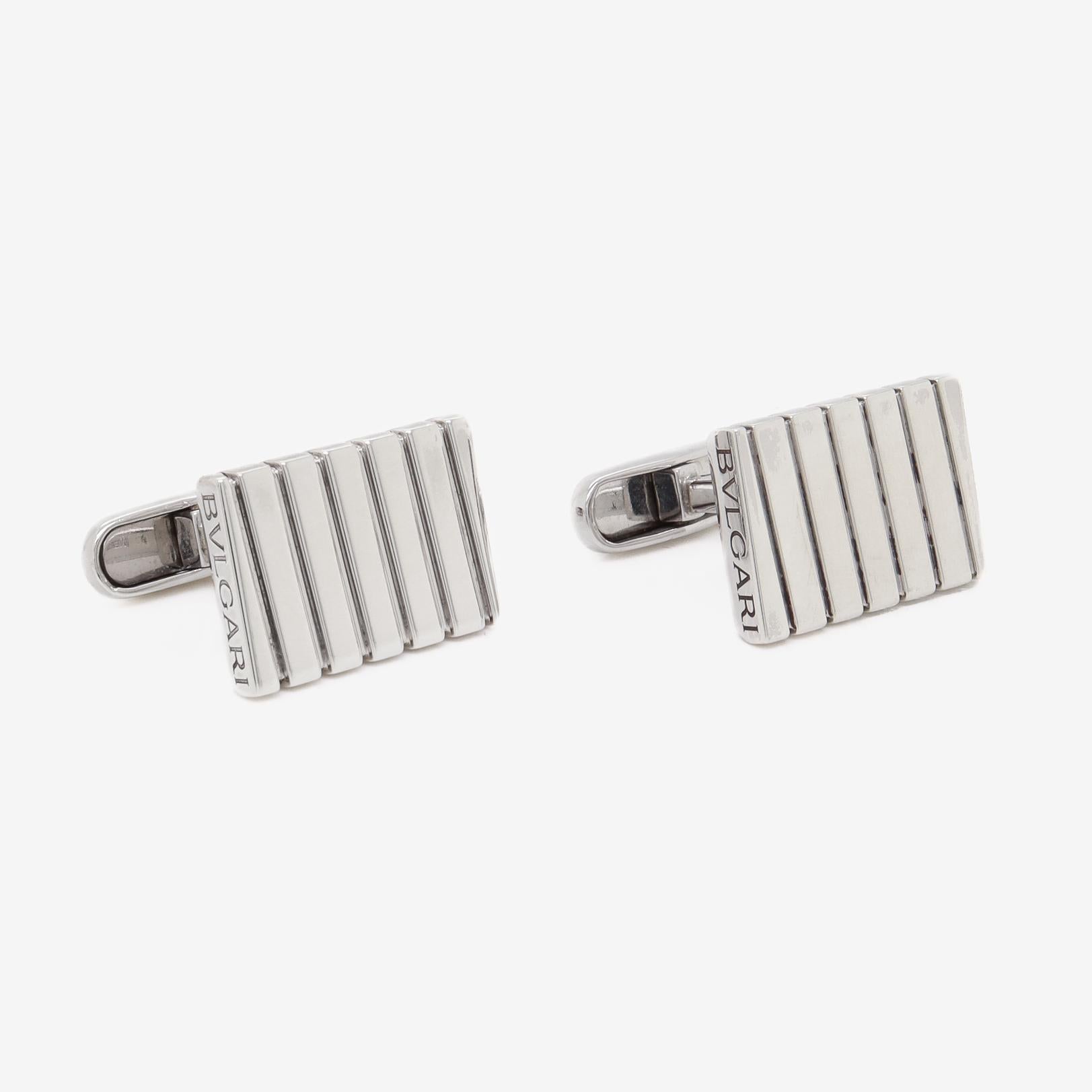 Retro Vintage Estate BVLGARI Sterling Silver Cufflinks For Sale
