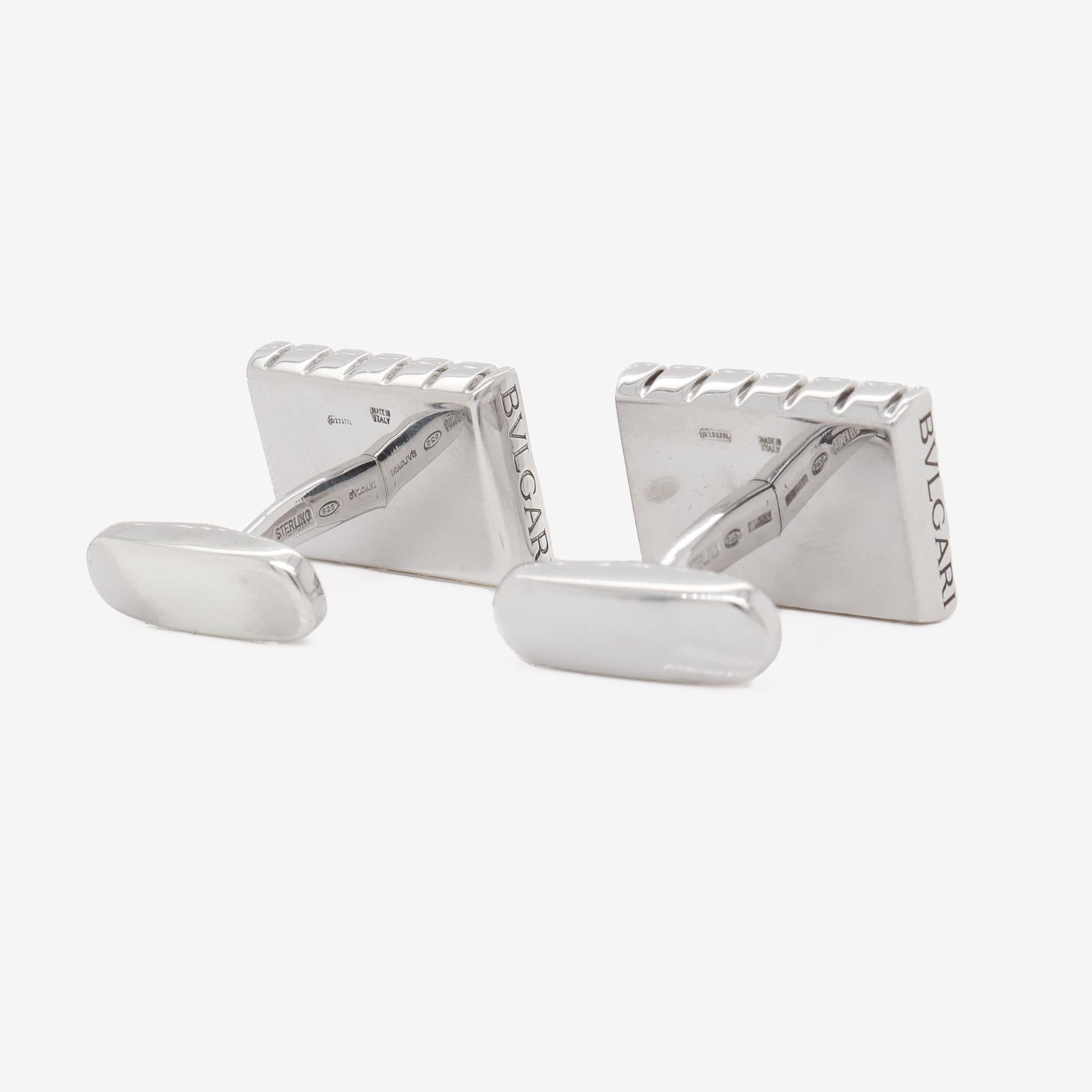 Vintage Estate BVLGARI Sterling Silver Cufflinks For Sale 3