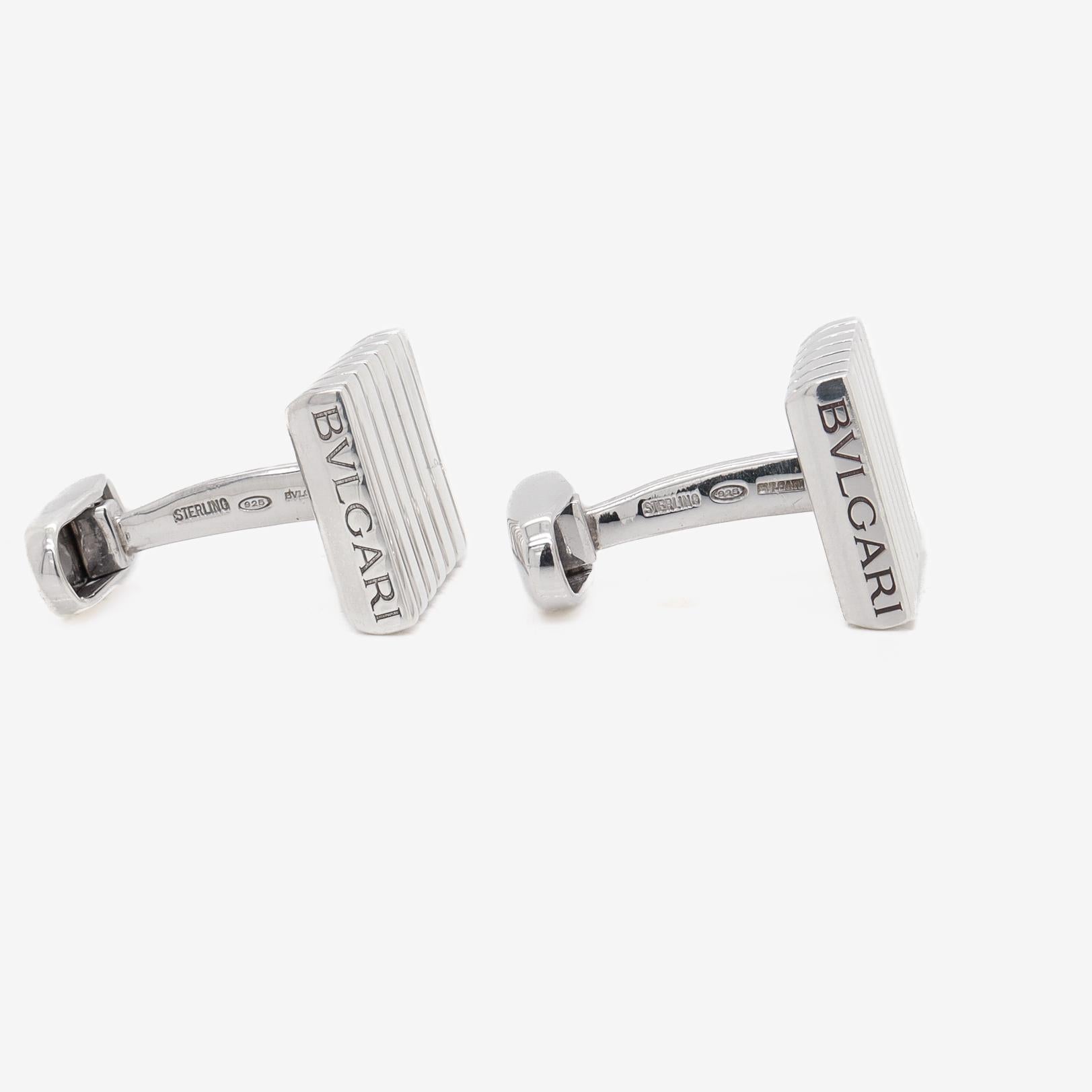 Vintage Estate BVLGARI Sterling Silver Cufflinks For Sale 4