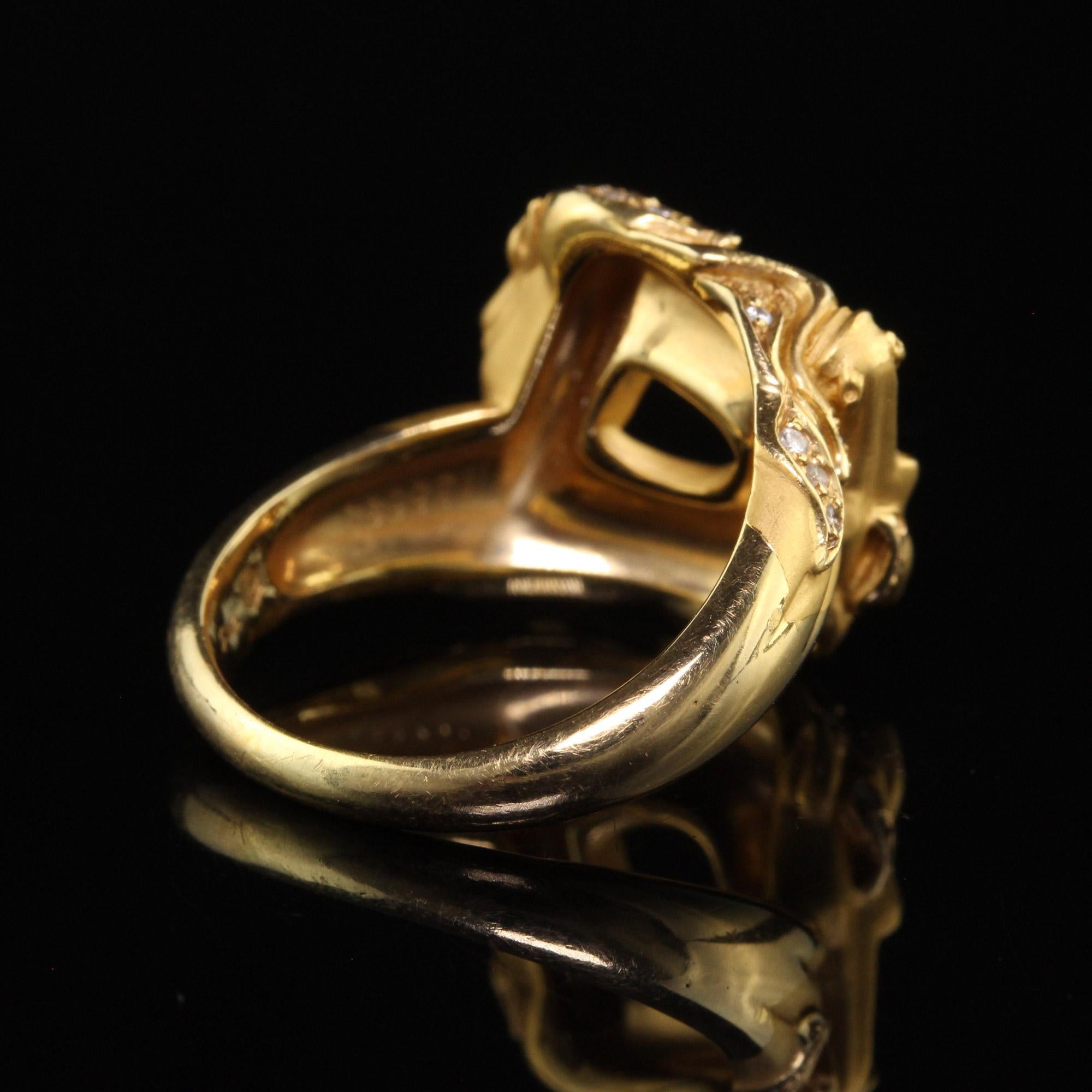 Vintage Estate Carrera Y Carrera 18K Yellow Gold Diamond Double Horse Head Ring For Sale 3