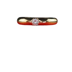 Anello vintage Cartier Ellipse in oro giallo 18 carati con diamante rotondo - Misura 5 1/4