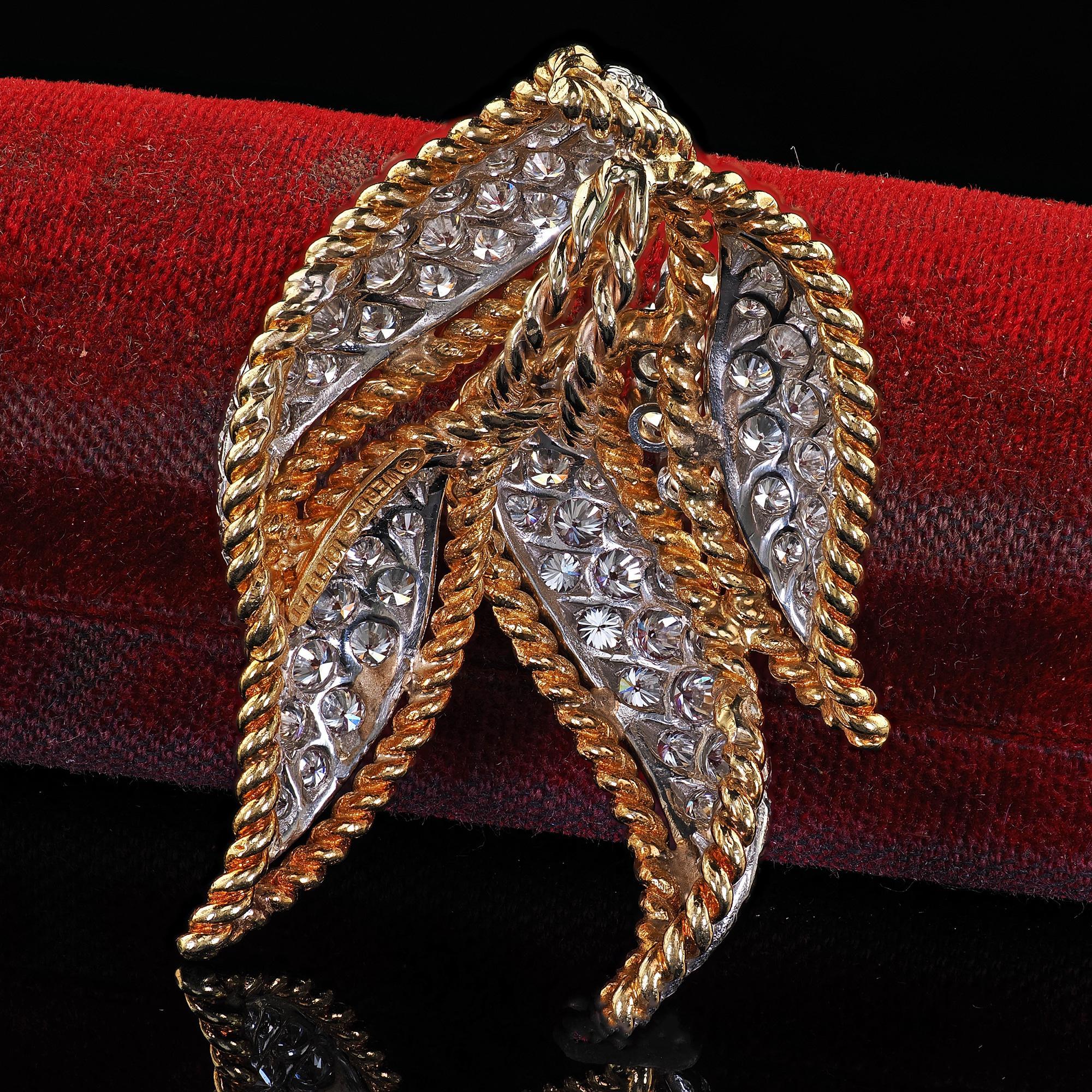Vintage Estate David Webb 18 Karat Gelbgold und Platin Diamant-Blumenanhänger mit Blumenanhänger, Vintage (Zeitgenössisch) im Angebot