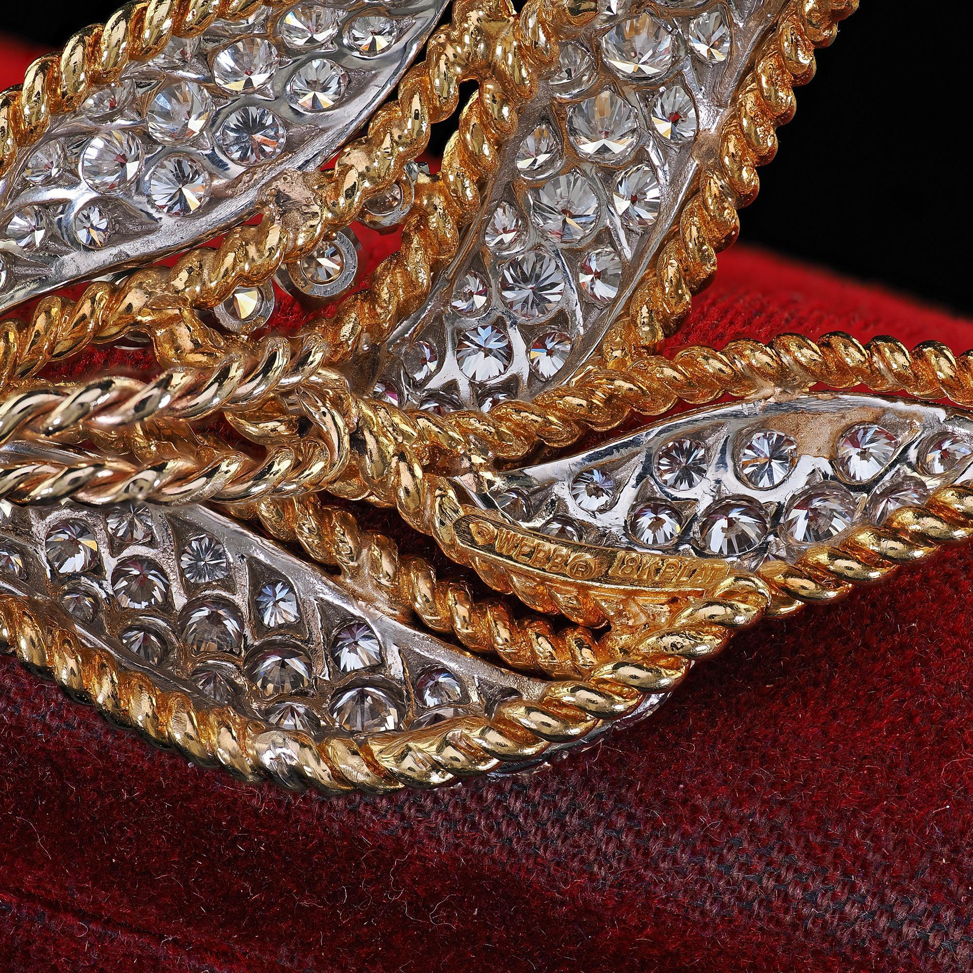 Vintage Estate David Webb 18 Karat Gelbgold und Platin Diamant-Blumenanhänger mit Blumenanhänger, Vintage Damen im Angebot