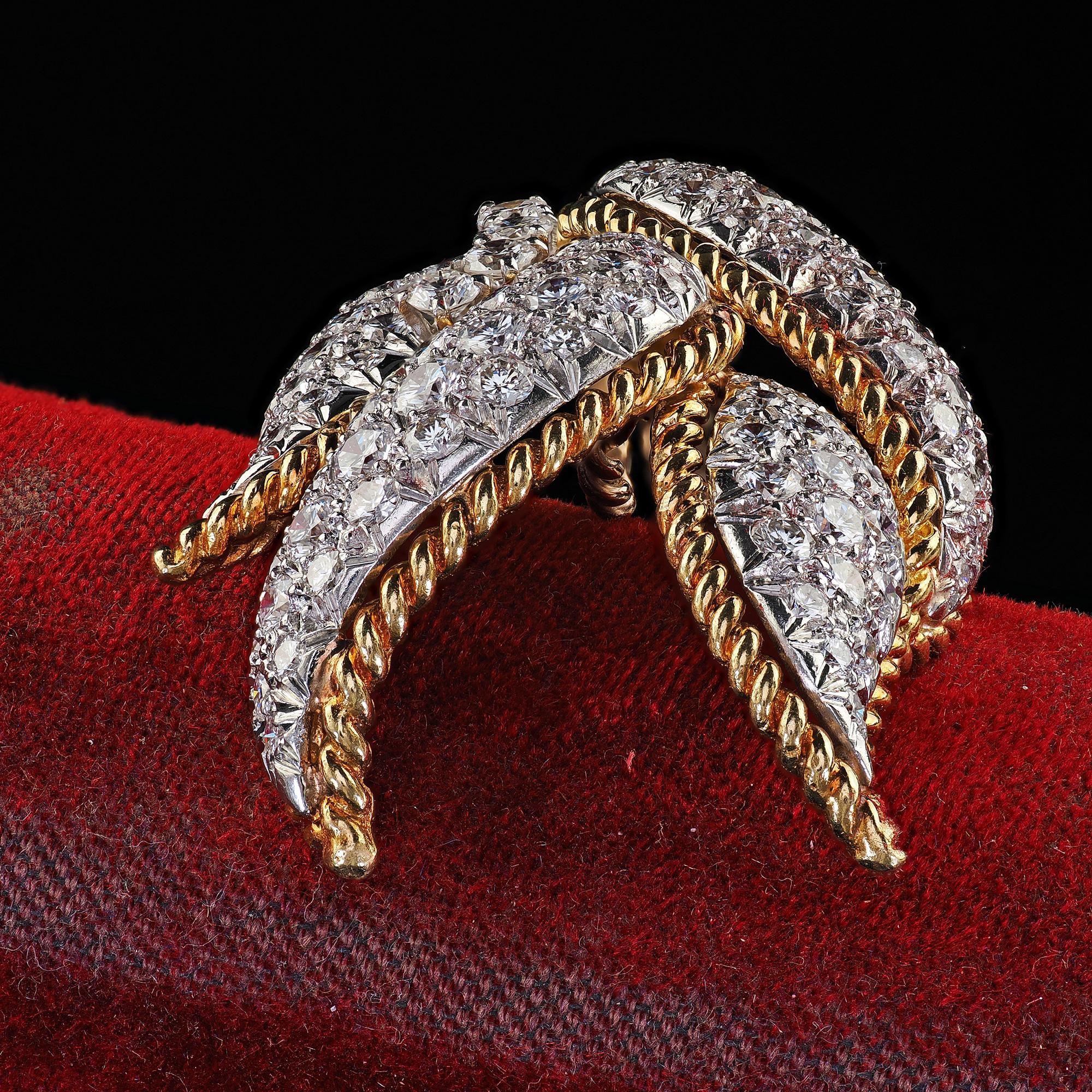 Vintage Estate David Webb 18 Karat Gelbgold und Platin Diamant-Blumenanhänger mit Blumenanhänger, Vintage im Angebot 1