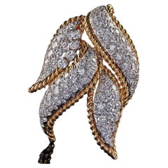 Colgante Vintage Estate David Webb Floral de oro amarillo de 18 quilates y diamantes en platino