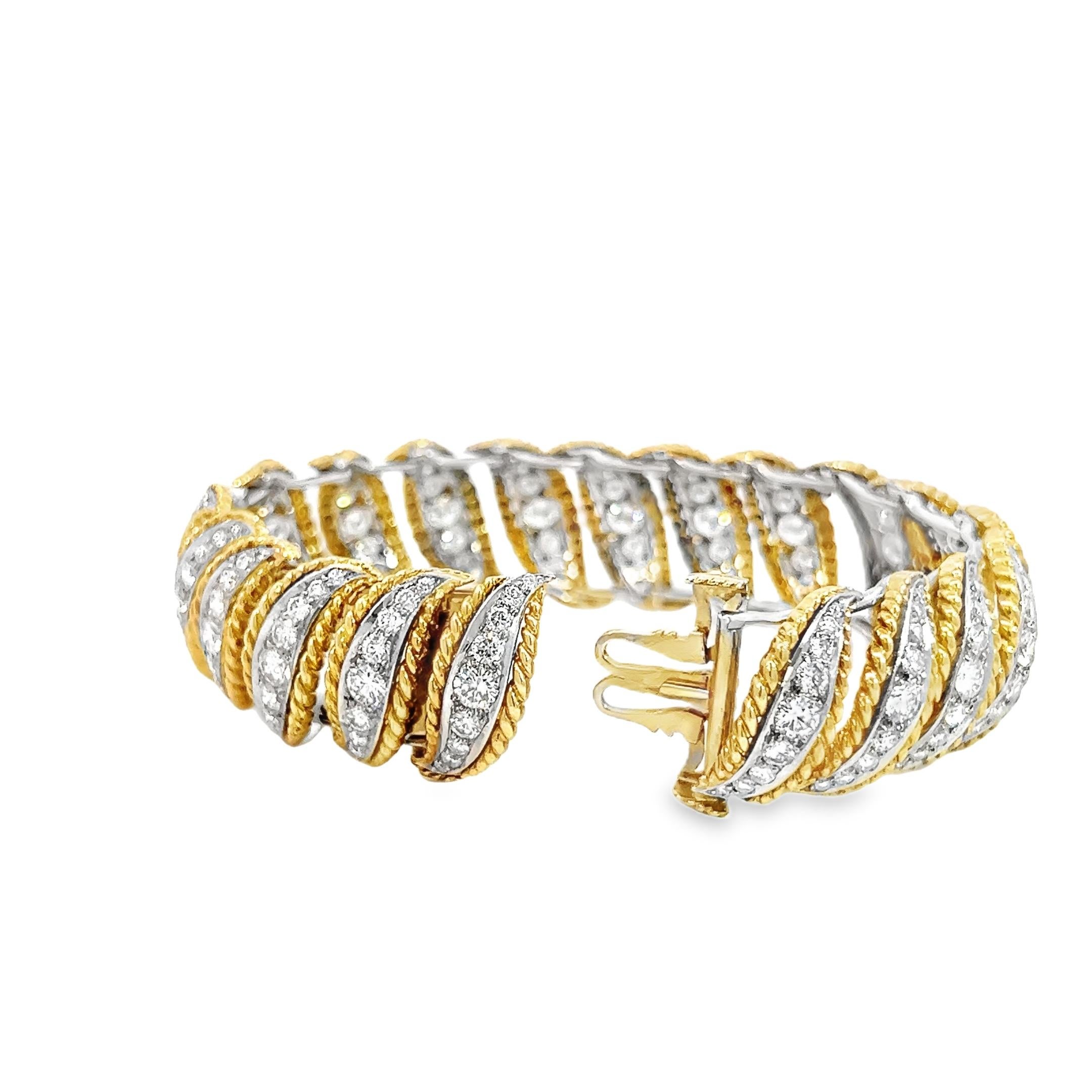 Rétro Vintage Estate Diamond Barber Pole Retro Link Bracelet