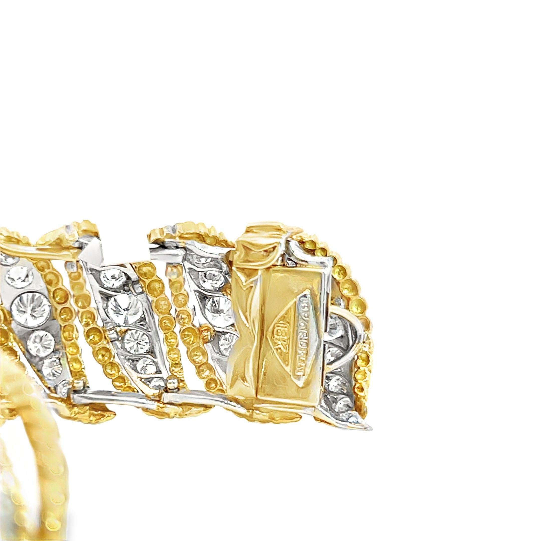 Taille ronde Vintage Estate Diamond Barber Pole Retro Link Bracelet