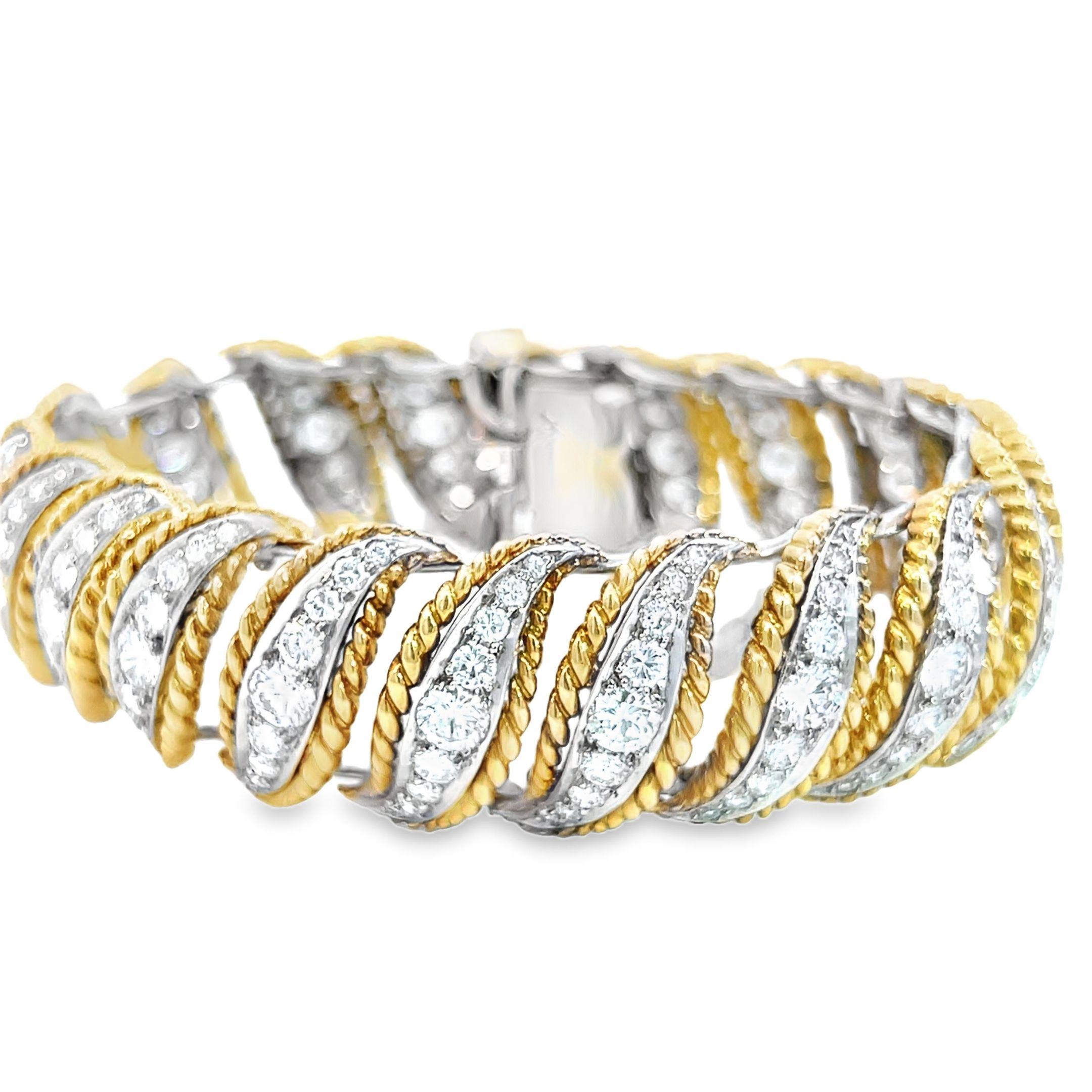 Vintage Estate Diamond Barber Pole Retro Link Bracelet 2