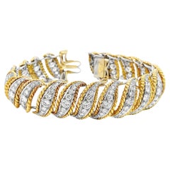 Vintage Estate Diamond Barber Pole Retro Link Bracelet