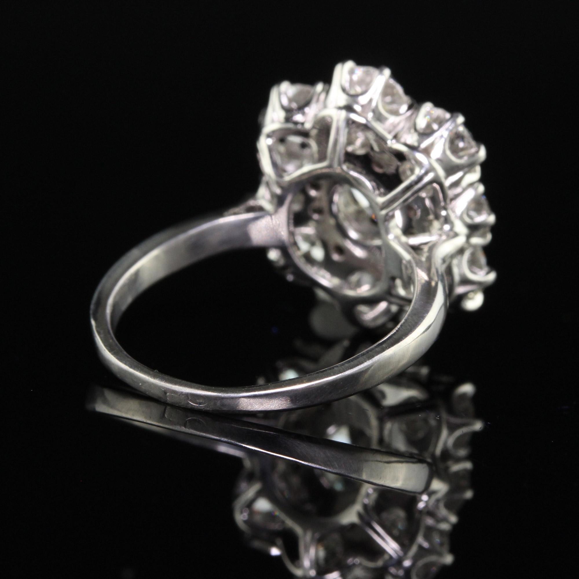 Women's Vintage Estate French 18k White Gold Old Cut Diamond Engagement Ring, GIA