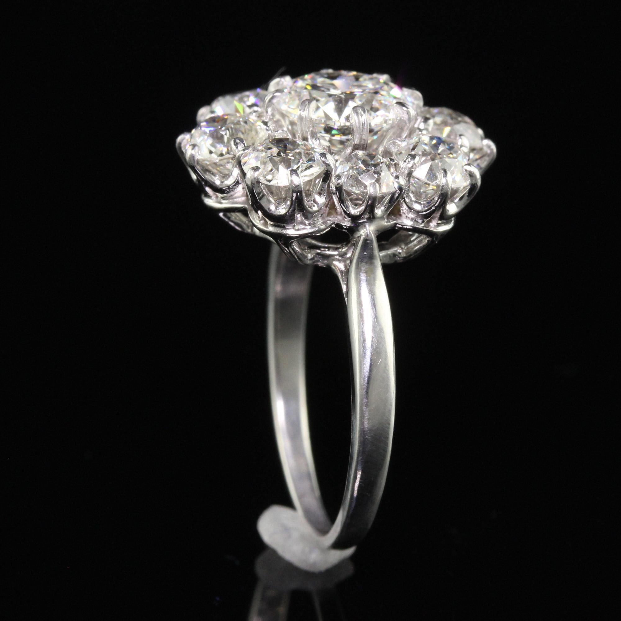 Vintage Estate French 18k White Gold Old Cut Diamond Engagement Ring, GIA 1