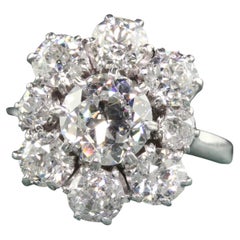 Vintage Estate French 18k White Gold Old Cut Diamond Engagement Ring, GIA