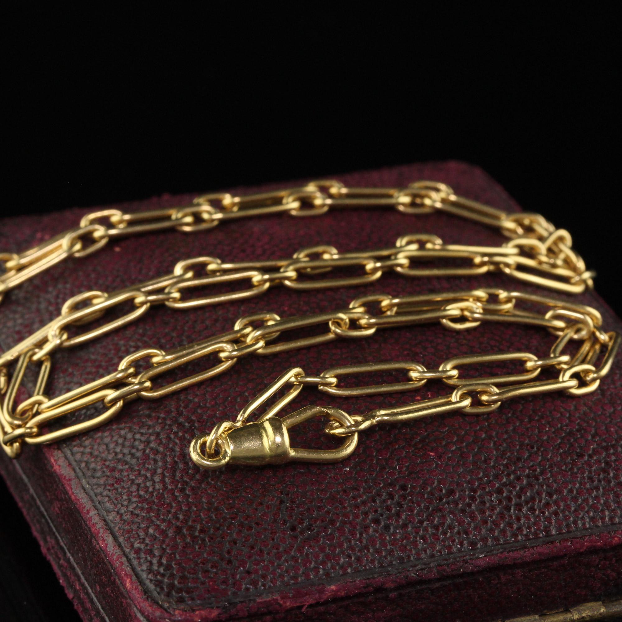 Retro Vintage Estate French 18K Yellow Gold Paperclip Link Chain - 24.5 inches