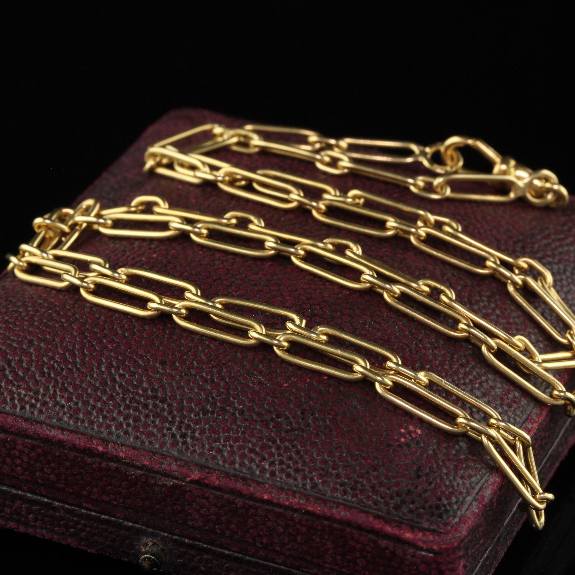 Vintage Estate French 18K Yellow Gold Paperclip Link Chain - 24.5 inches In Good Condition In Great Neck, NY
