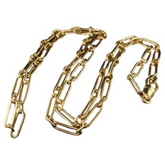 Vintage Estate French 18K Yellow Gold Paperclip Link Chain - 24.5 inches