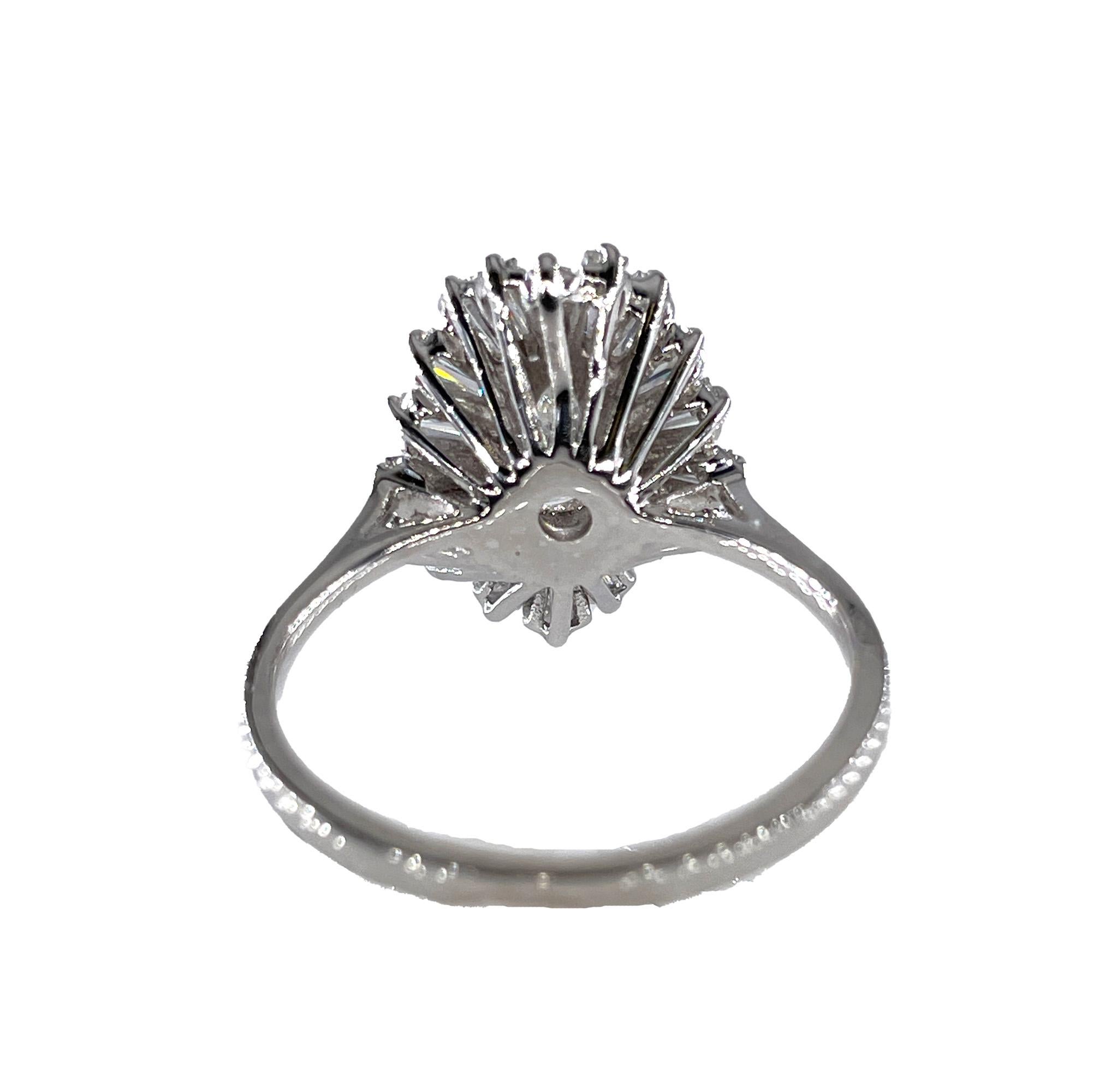 Vintage Estate GIA 3,73 Karat birnenförmiger Diamant-Ballerina-Cocktailring 14K W Goldring, Vintage (Tropfenschliff) im Angebot