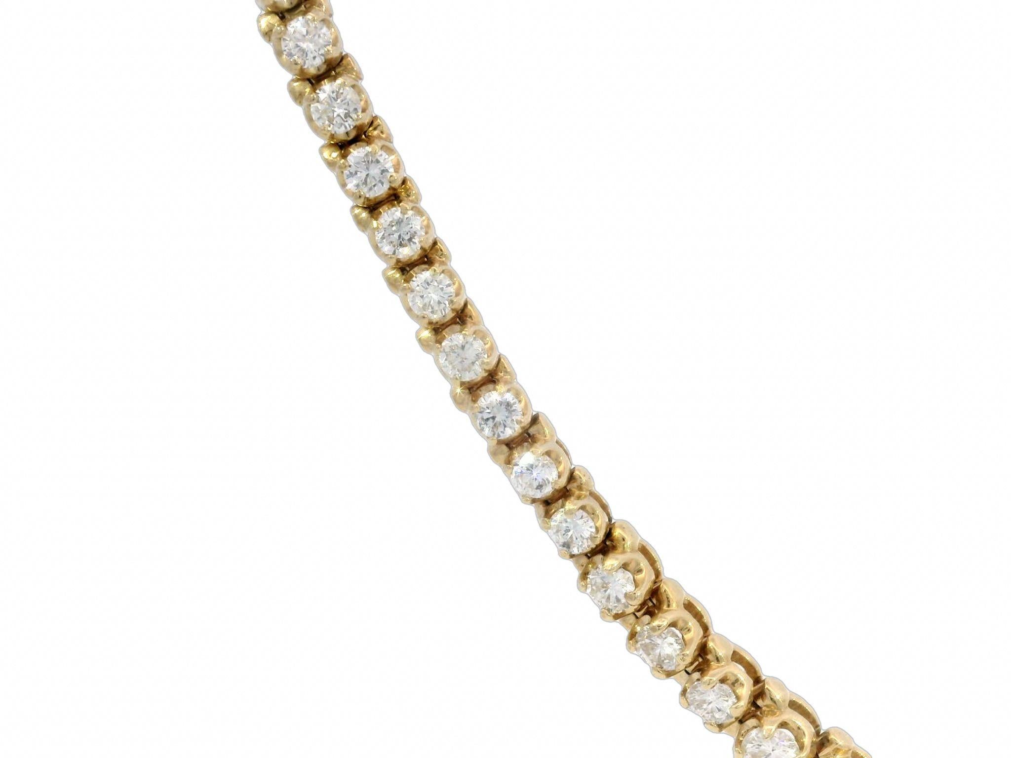 Vintage Diamant-Halskette Riviera mit ~8 Karat Diamant 14K Gelbgold abgestufte Riviera-Halskette

Dieses Vintage Estate Graduated Riviera Collier mit ~8 Karat Diamanten ist ein wahres Zeugnis für Eleganz und Handwerkskunst. Die Halskette aus