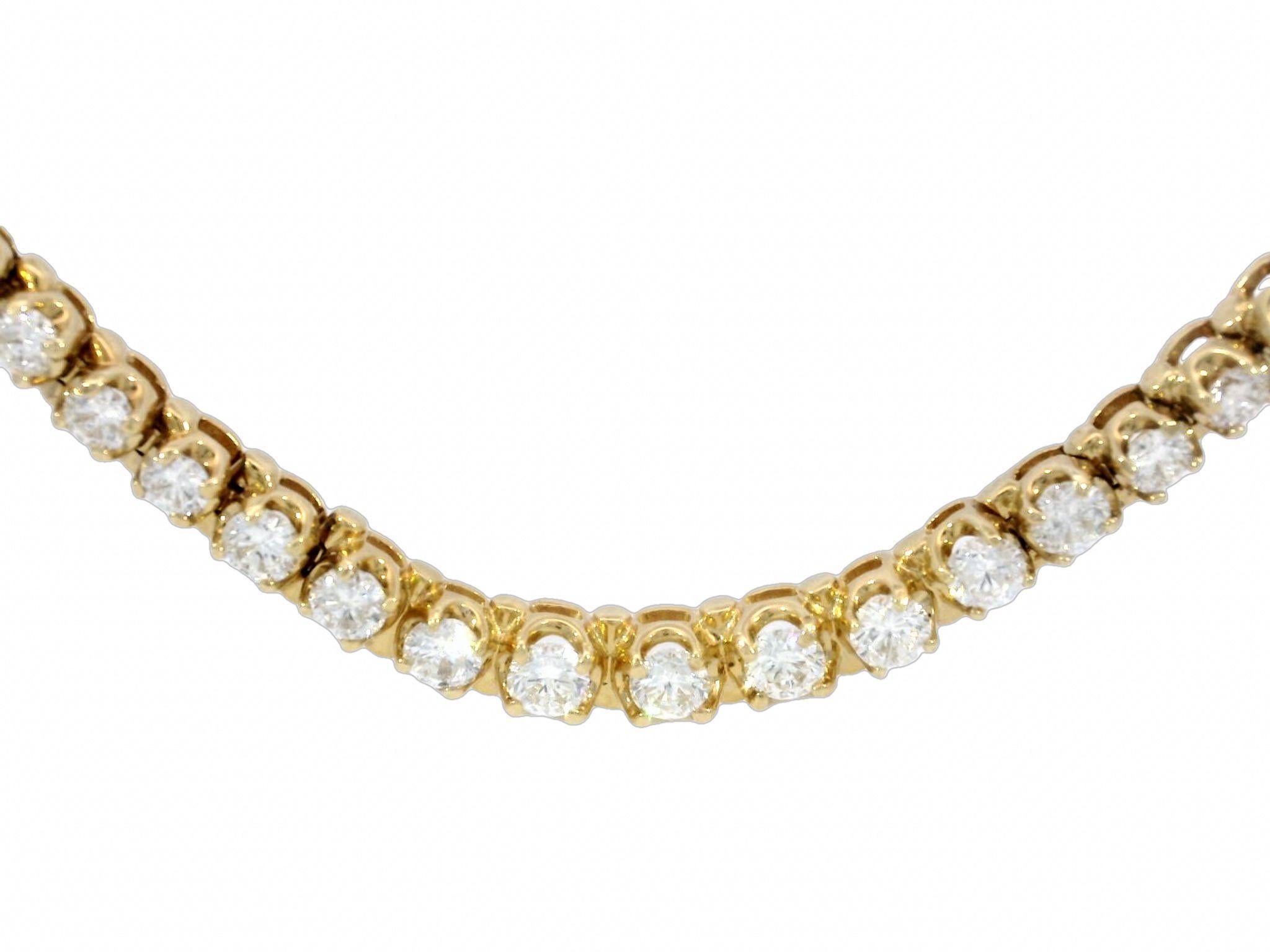 Vintage Diamant-Halskette Riviera mit ~8 Karat Diamant 14K Gelbgold abgestufte Riviera-Halskette (Moderne) im Angebot