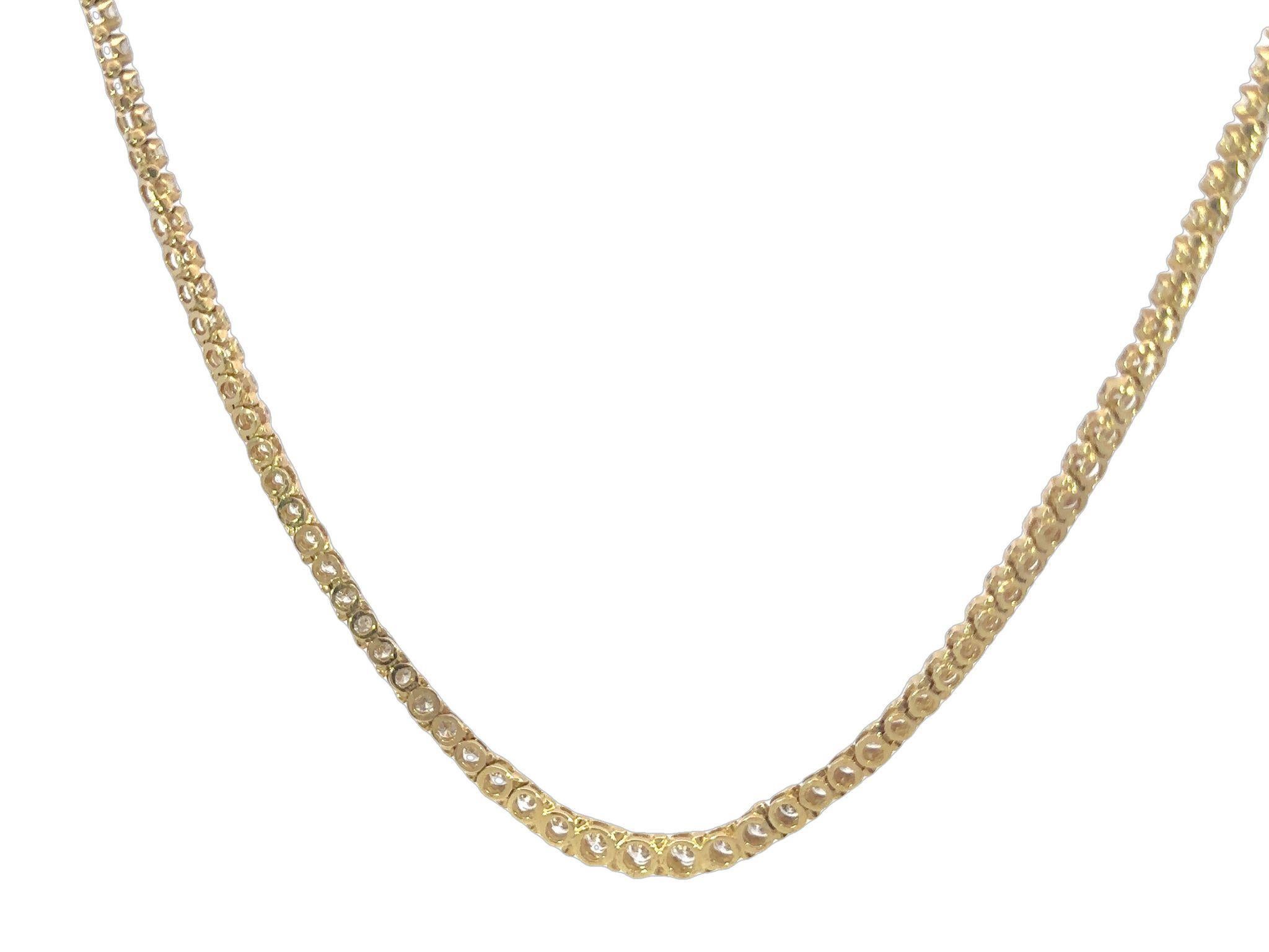 Vintage Diamant-Halskette Riviera mit ~8 Karat Diamant 14K Gelbgold abgestufte Riviera-Halskette im Zustand „Gut“ im Angebot in Fairfield, CT