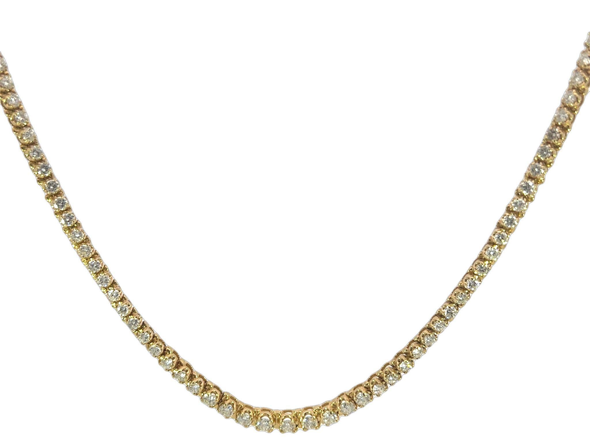 Vintage Diamant-Halskette Riviera mit ~8 Karat Diamant 14K Gelbgold abgestufte Riviera-Halskette im Angebot 1