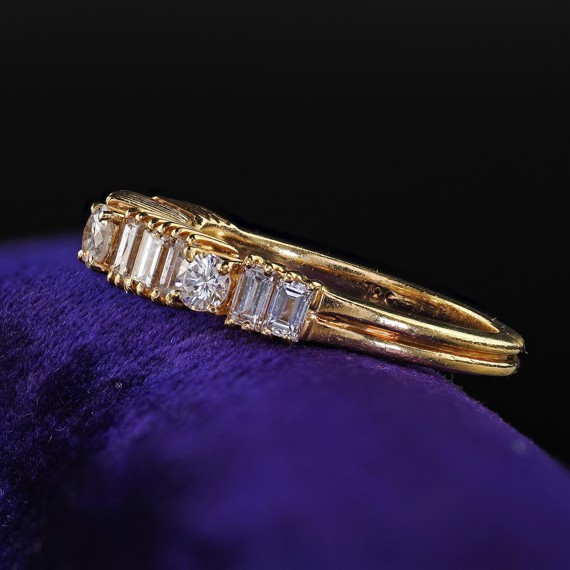 Vintage Estate H. Stern 18K Gelbgold Diamant Baguette-Ehering, Vintage im Zustand „Gut“ im Angebot in Great Neck, NY