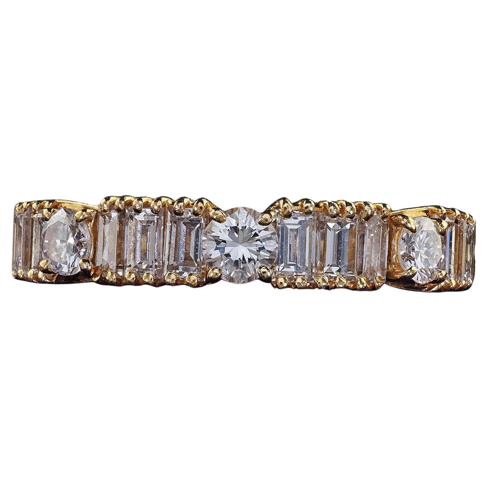 Vintage Estate H. Stern 18K Yellow Gold Diamond Baguette Wedding Band Ring
