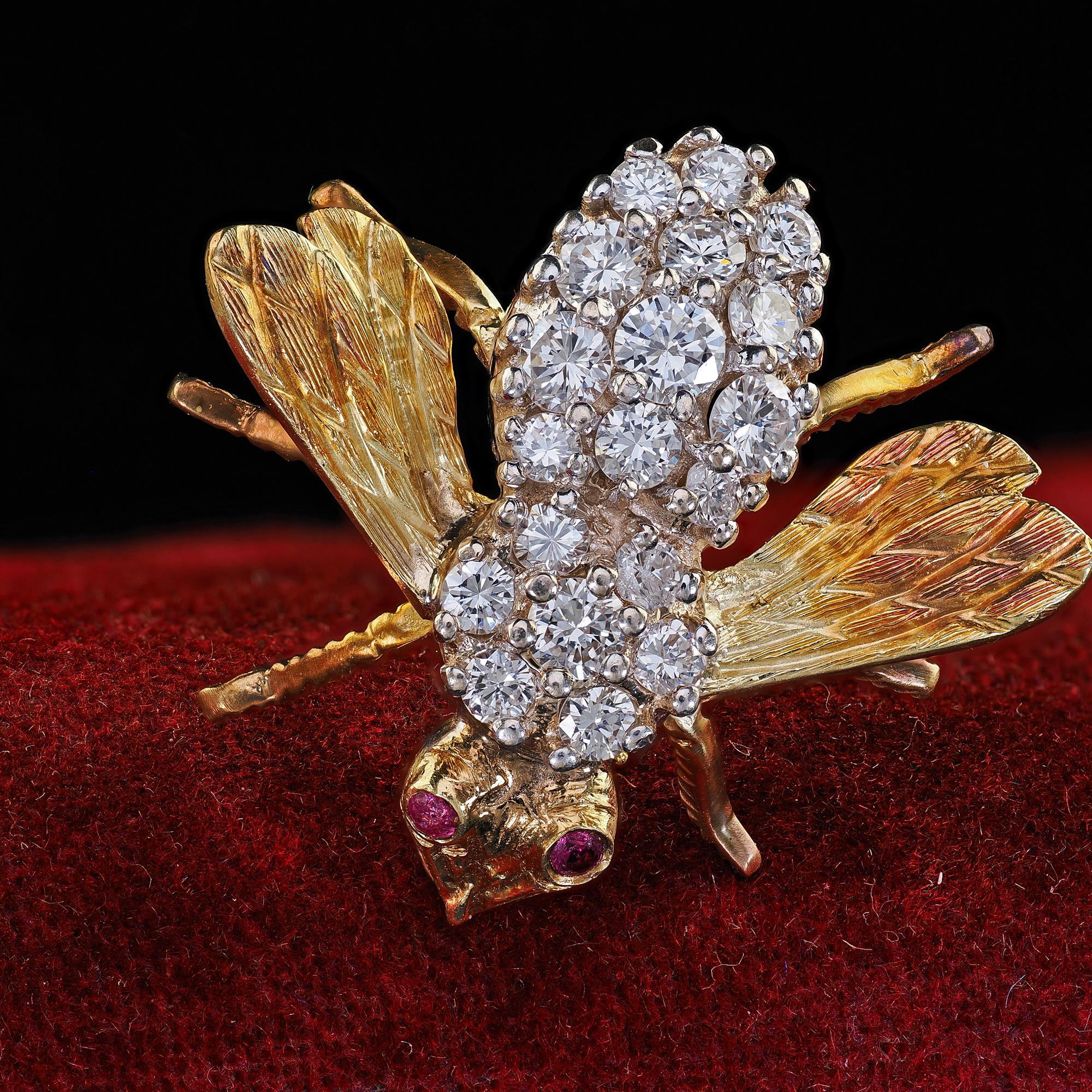 Women's Vintage Estate Herbert Rosenthal 18K Yellow Gold Diamond Bee Pin