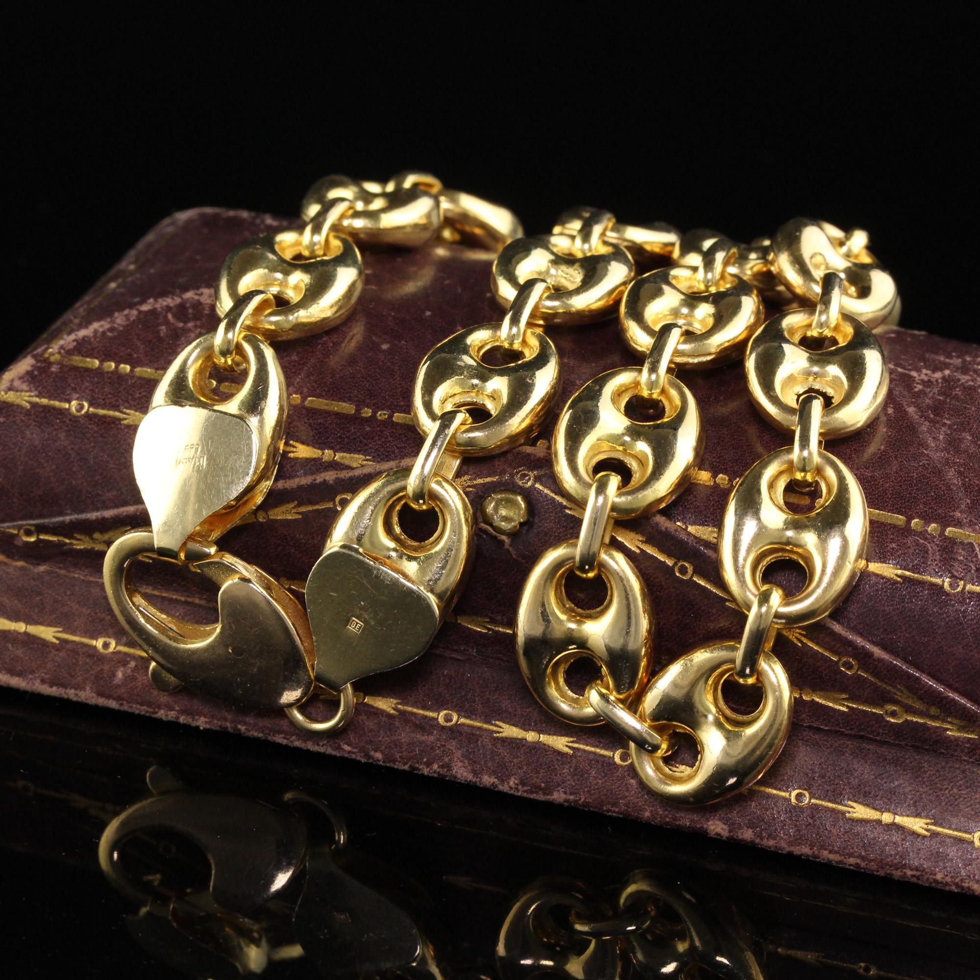 Femenino o masculino Collar de eslabones Vintage Estate Italian 14k Yellow Gold Mariners Gucci