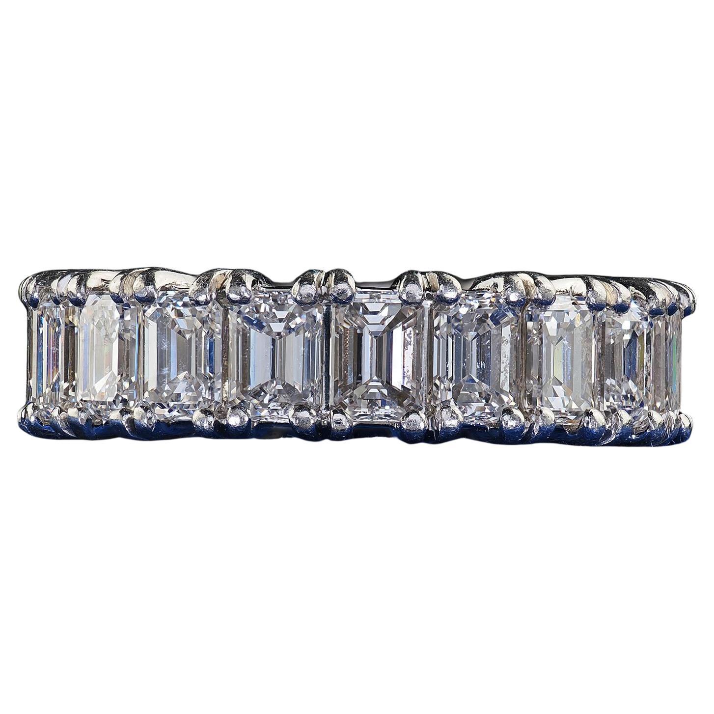 Vintage Estate Oscar Heyman Platinum Emerald Cut Diamond Eternity Band