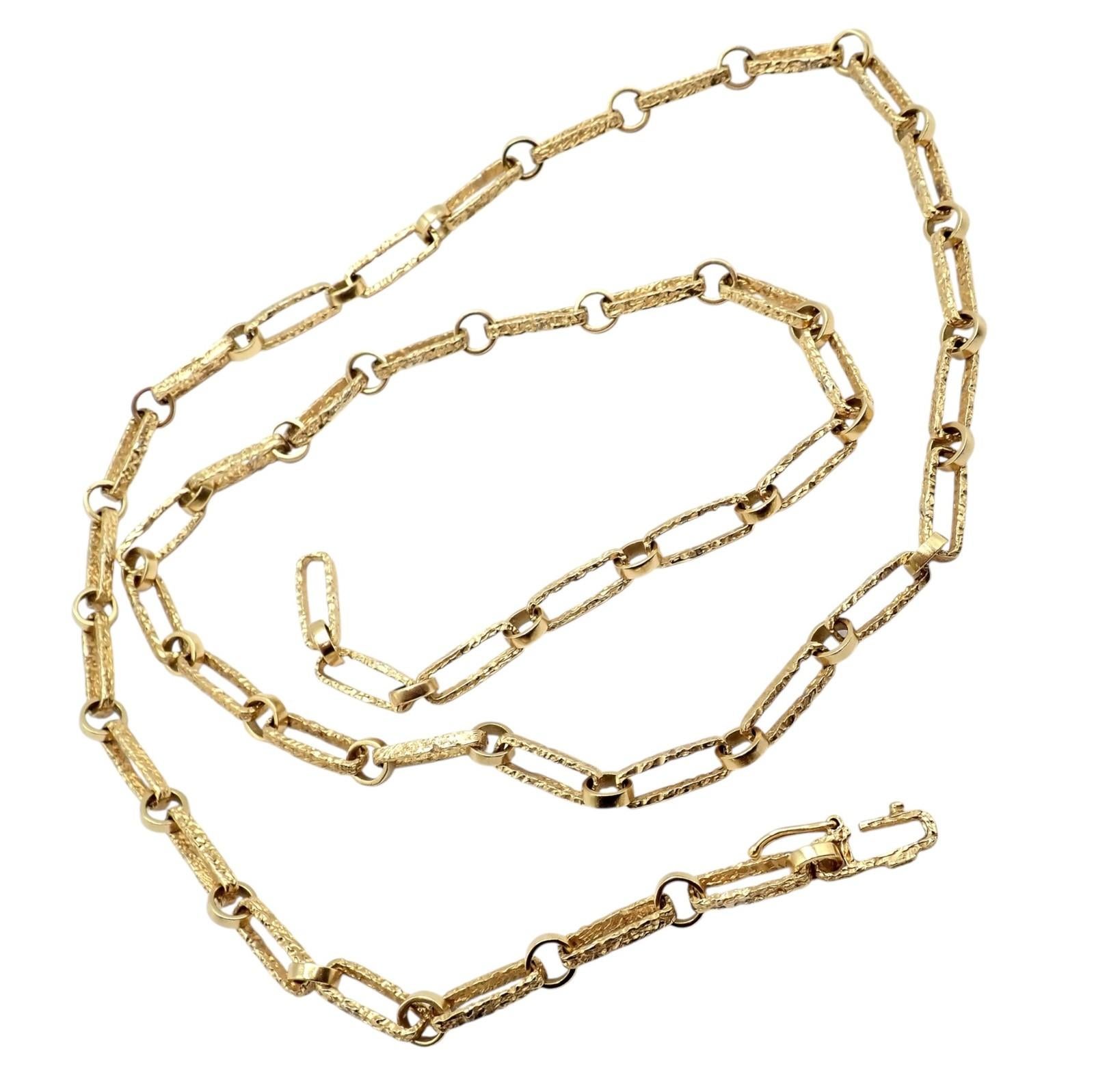 Vintage Estate Paperclip en or jaune 18k, long collier à maillons de 30