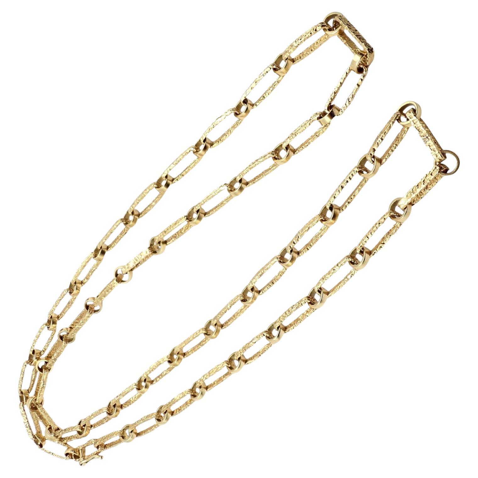 Vintage Estate Paperclip 30" long collier à maillons en or jaune en vente
