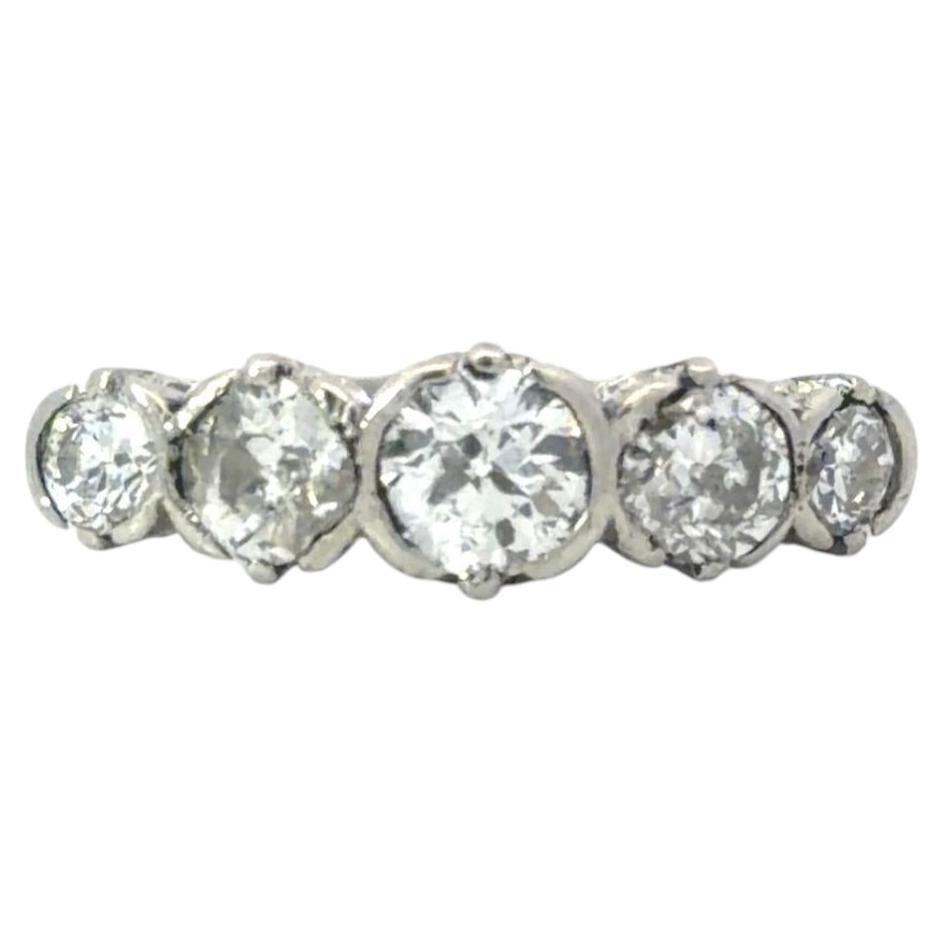 Vintage Estate Platinum 5 Diamond Ring