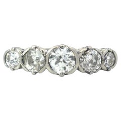 Vintage Estate Platinum 5 Diamond Ring