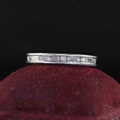 Vintage Estate Platinum Baguette Diamond Alternating Eternity Band - Size 5