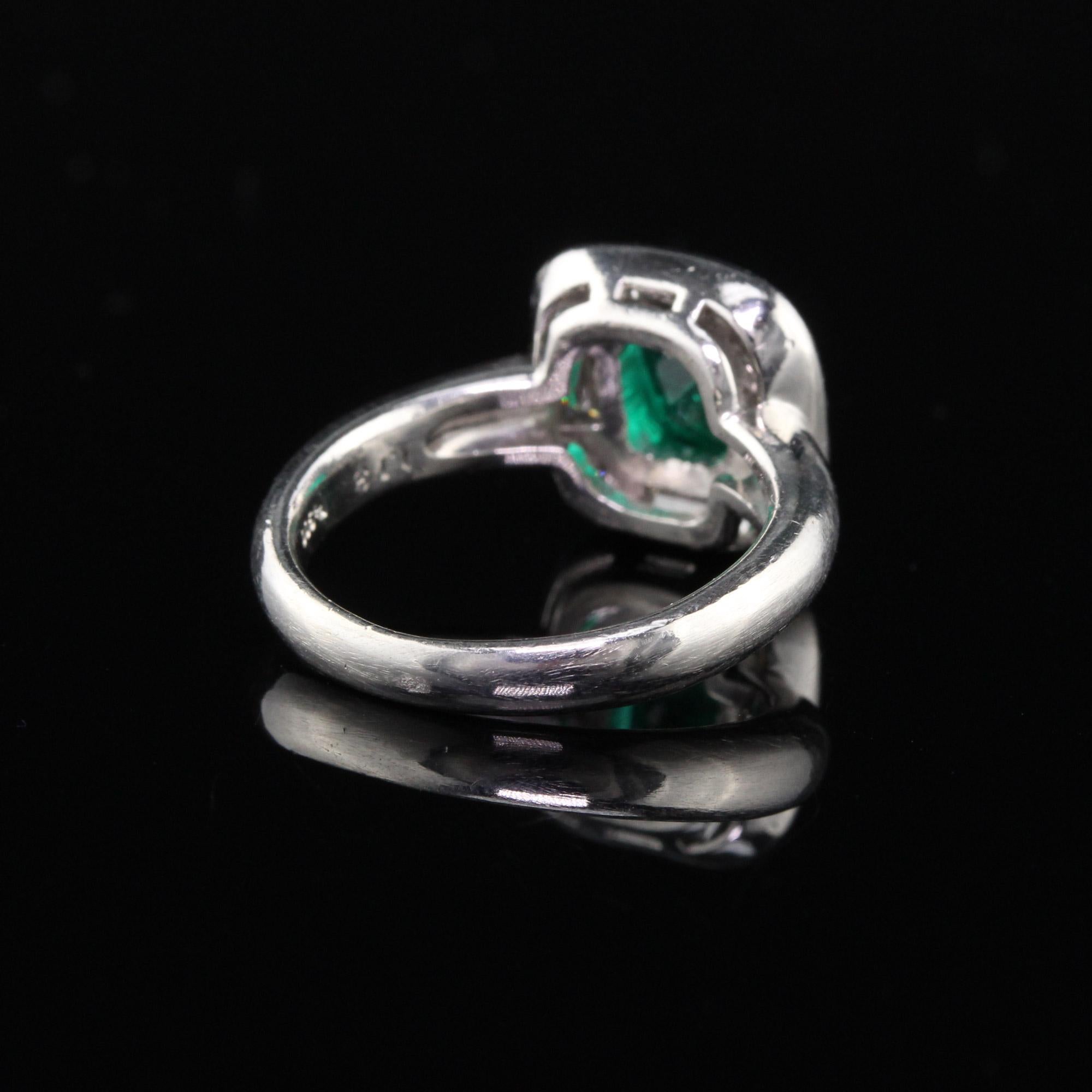 Vintage Estate Platinum Colombian Emerald and Diamond Ring, GIA Certified 1