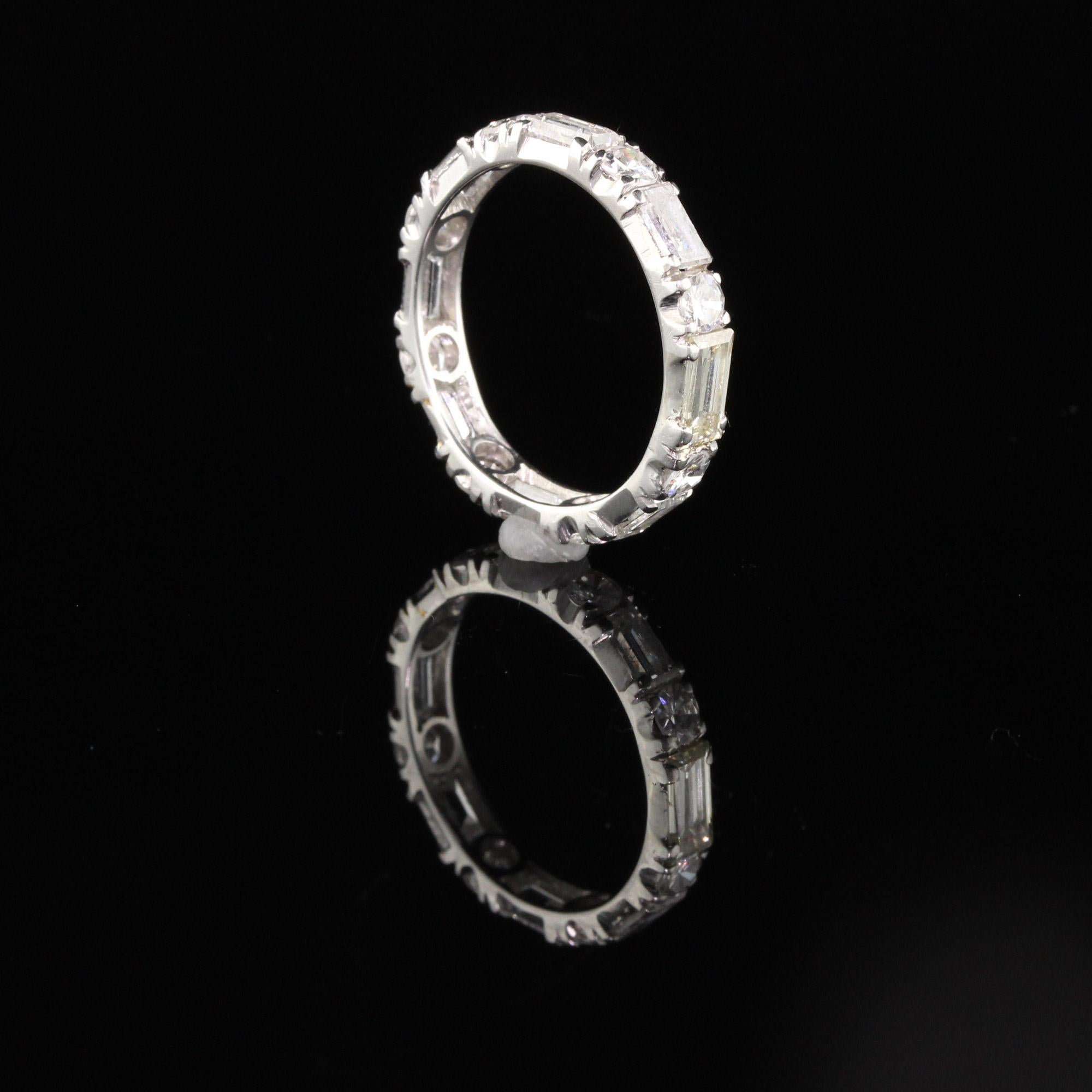 Baguette Cut Vintage Estate Platinum Diamond Eternity Band