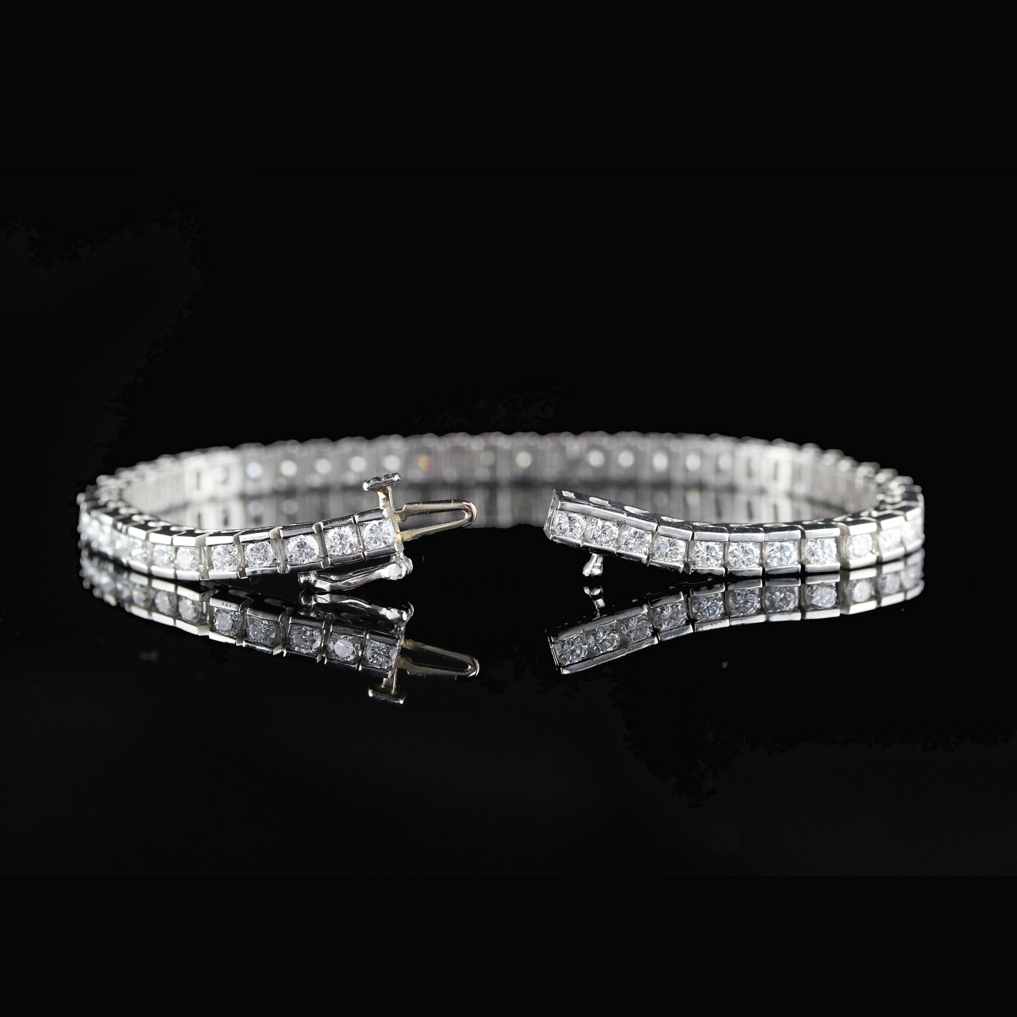 Vintage Estate Platinum Diamond Tennis Bracelet für Damen oder Herren
