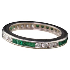 Vintage Estate Platinum Emerald & Diamond Eternity Band