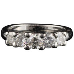 Vintage Estate Platinum Five Diamond Ring