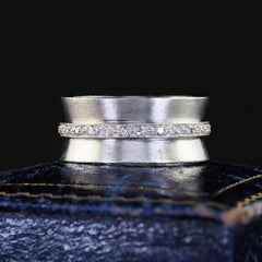 Vintage Estate Platinum Single Cut Diamond Wide Eternity Band - Size 7