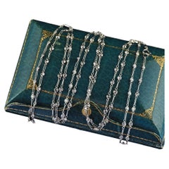 Vintage Estate Platinum Transitional Cut Diamond Chain by the Yard Necklace