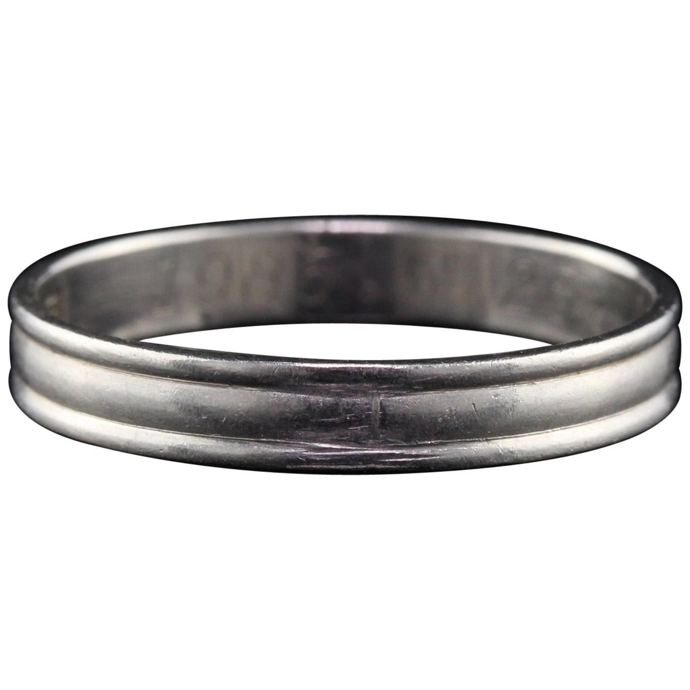 Alianza de Platino Vintage Estate, Unisex, circa 1985